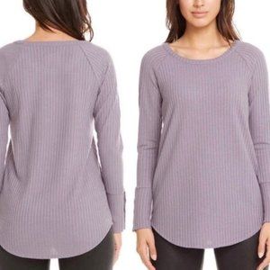 Women's Chaser Waffle Knit Thermal Button Cuff‎ Long Sleeve Shirt M